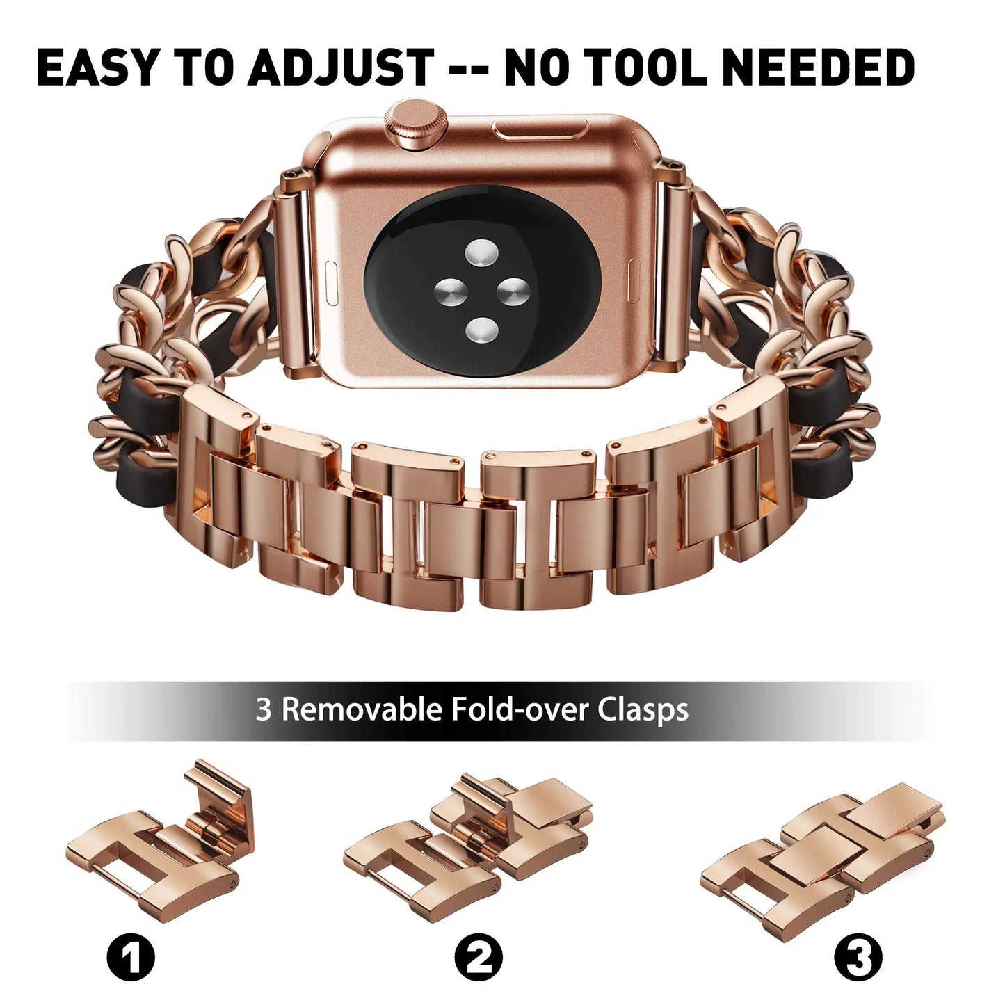 Ultra Luxury Apple Watch Band and Case - Chain Link Band and Bling Case