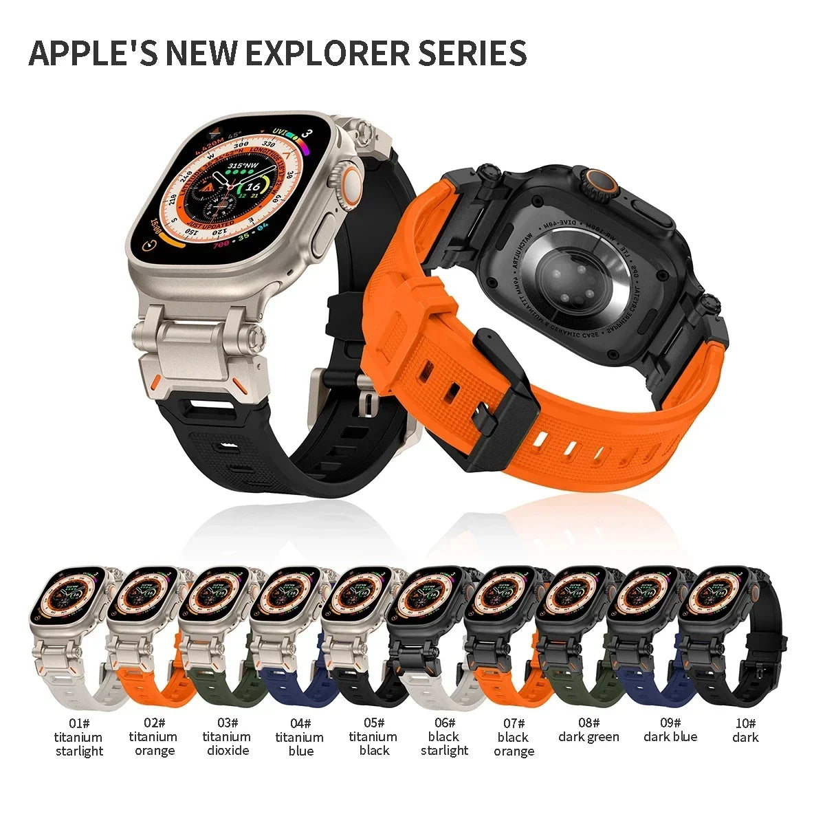 Explorer Stainless Steel With Soft Rubber Strap Apple Watch Band