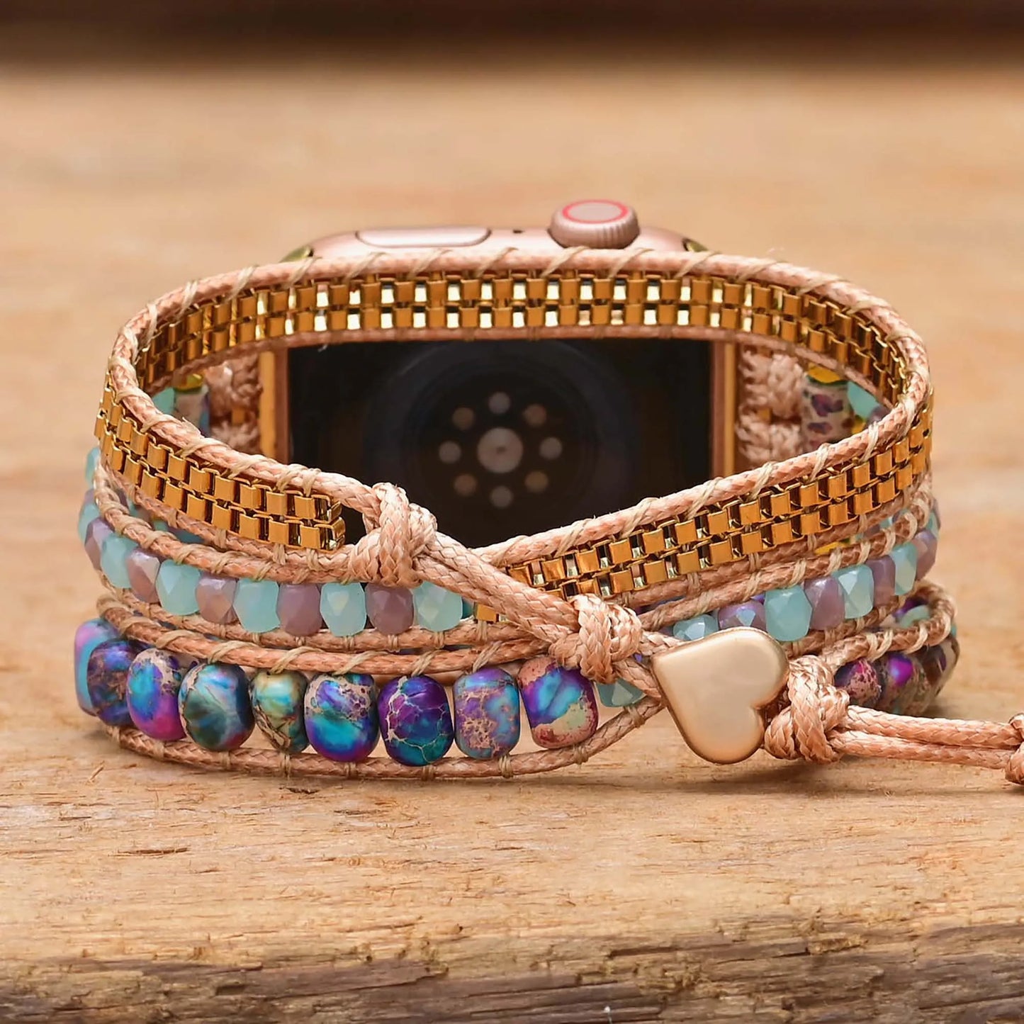 Boho Jasper Apple Watch Band Stack Bracelet - Heat Charm