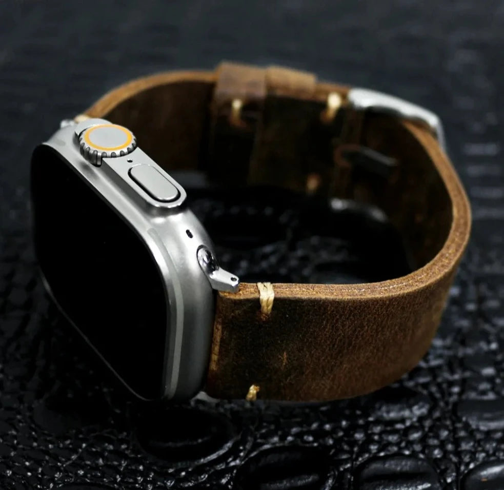 Vintage Crazy Horse Leather Strap Apple Watch Band