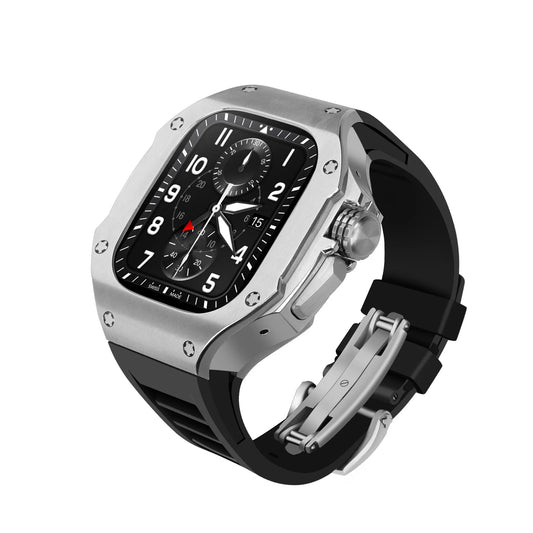 Stainless Steel Case With Rubber Band Mod Kit for Apple Watch (Hublot Style)
