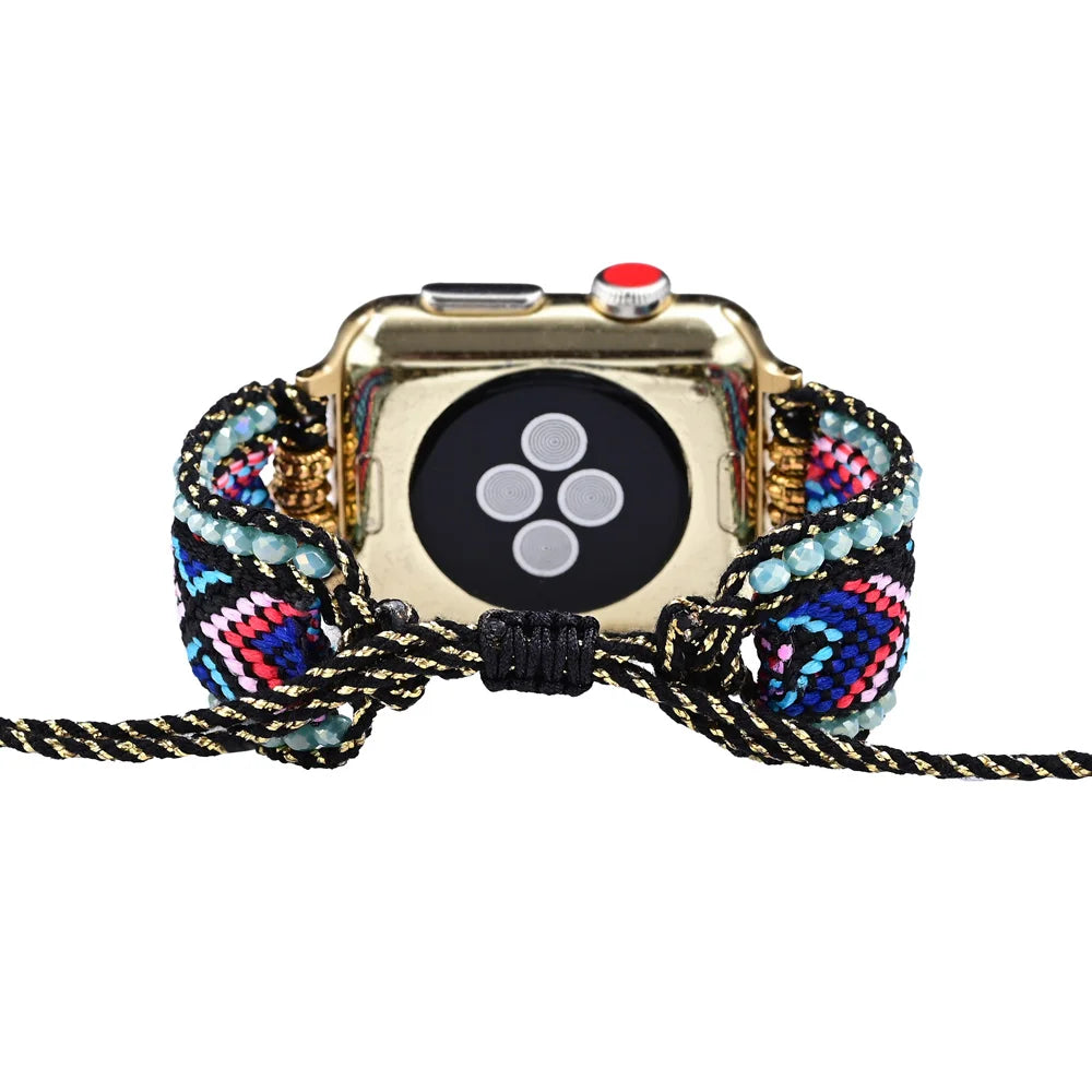 Retro Boho Nylon Woven Hand-knitted Apple Watch Band