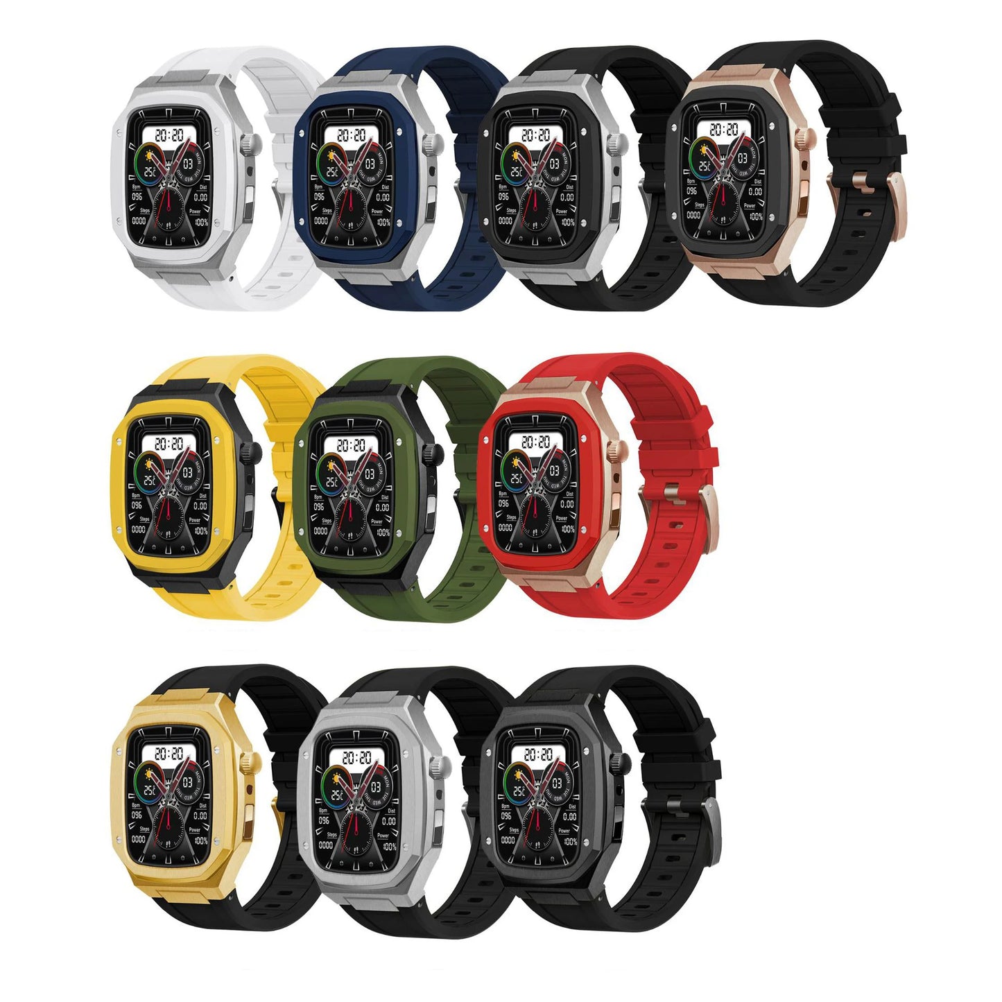 Metal Mod Kit Case with Silicone Sports Strap For Apple Watch