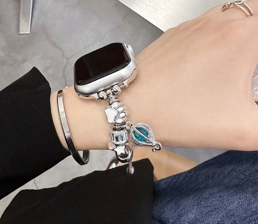 Woman's Stainless Steel Charm Bracelet Apple Watch Band