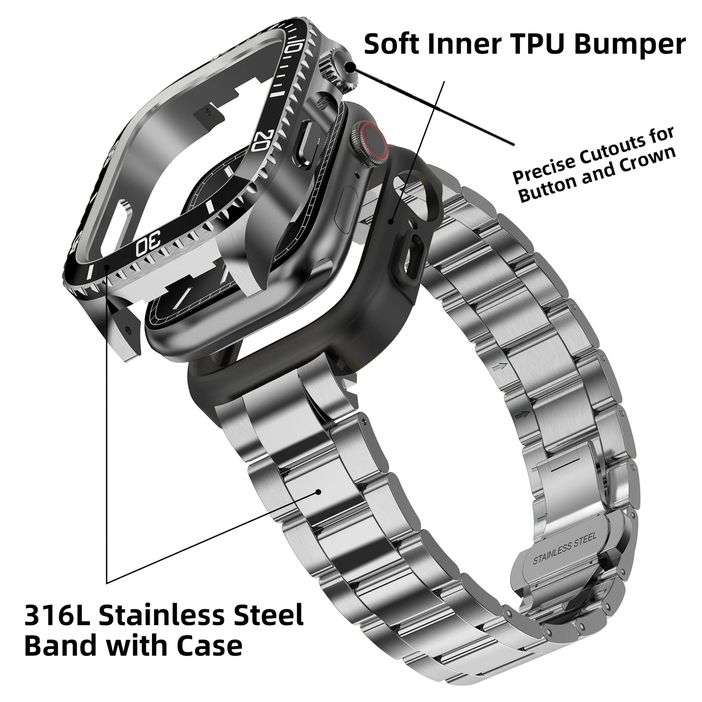 Men's Stainless Steel Mod Kit for Apple Watch