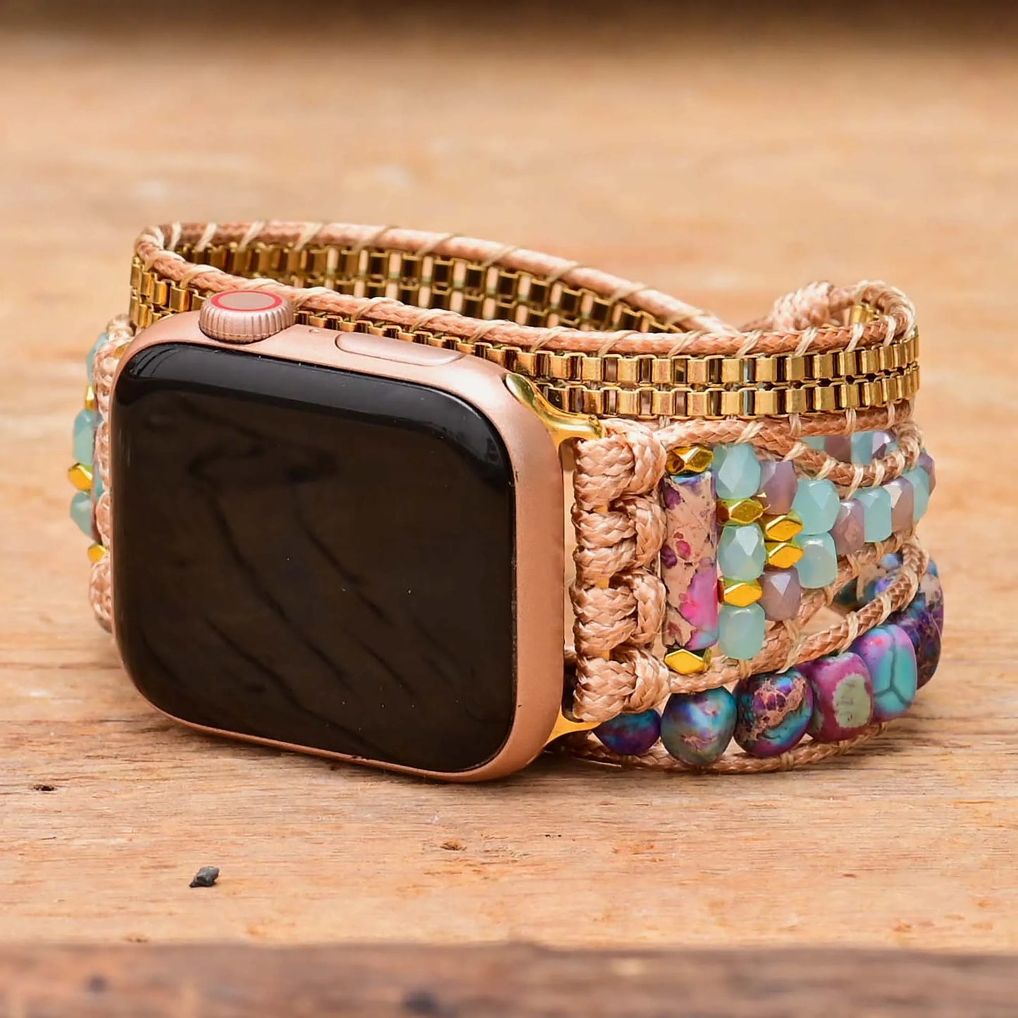 Boho Jasper Apple Watch Band Stack Bracelet - Heat Charm