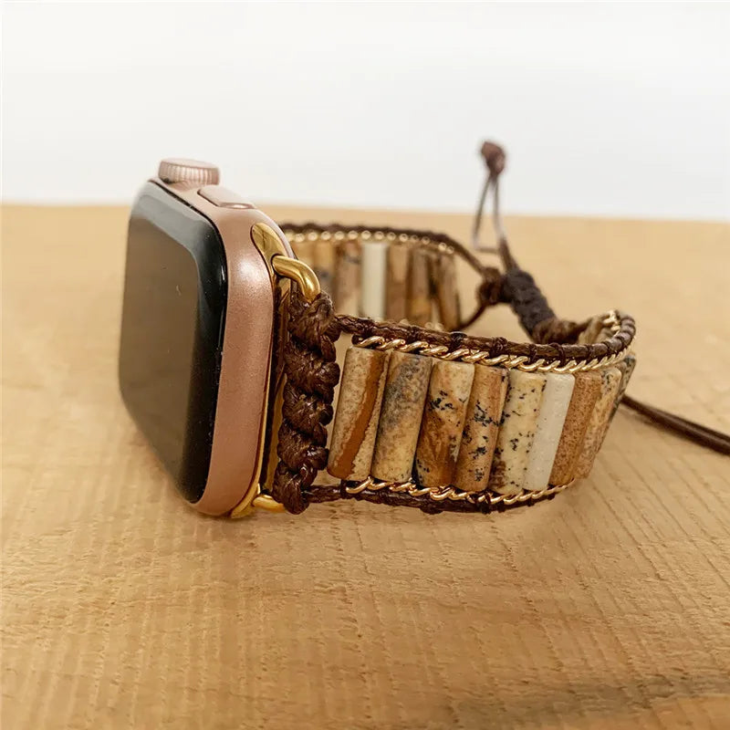 Handcrafted Boho Apple Watch Band - Crystal Beaded Bracelet