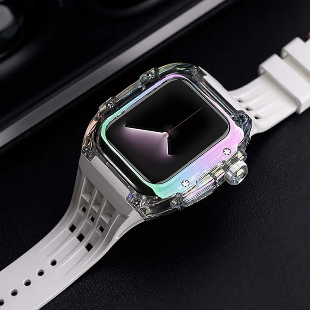 Metal Case Mod Kit With Silicone Strap For Apple Watch (Hublot Style)