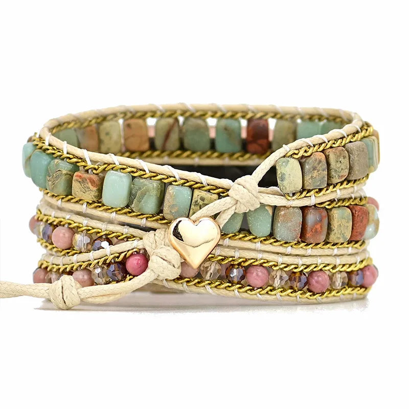 Women's Boho Beaded Bracelet Apple Watch Band (Multilayer Natural Stone)