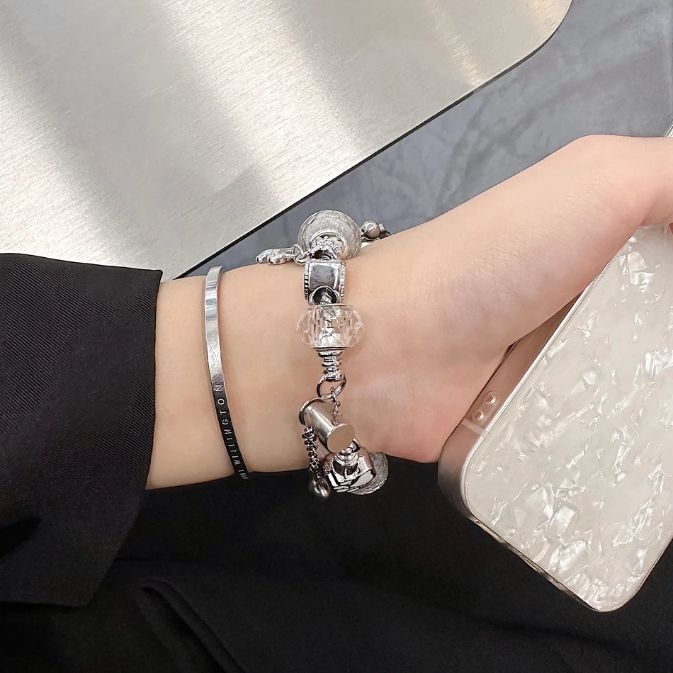 Woman's Stainless Steel Charm Bracelet Apple Watch Band