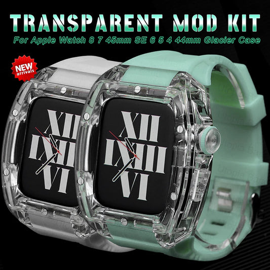 Transparent Mod Kit For Apple Watch (Glacier Case Rubber Strap)