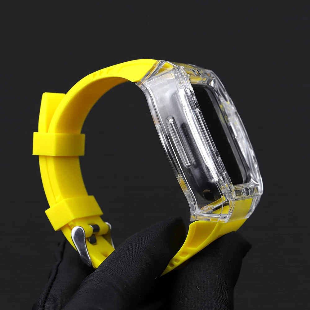 Transparent Mod Kit For Apple Watch (Glacier Case Rubber Strap)