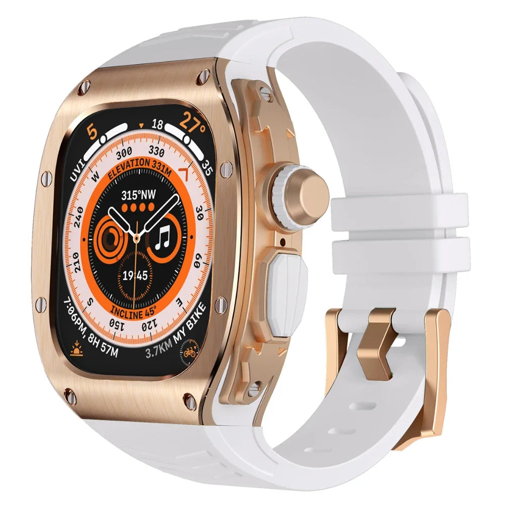 Metal Case Mod Kit With Silicone Strap For Apple Watch (Hublot Style)