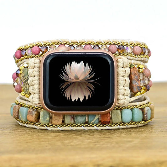 Women's Boho Beaded Bracelet Apple Watch Band (Multilayer Natural Stone)