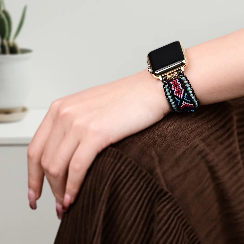 Retro Boho Nylon Woven Hand-knitted Apple Watch Band