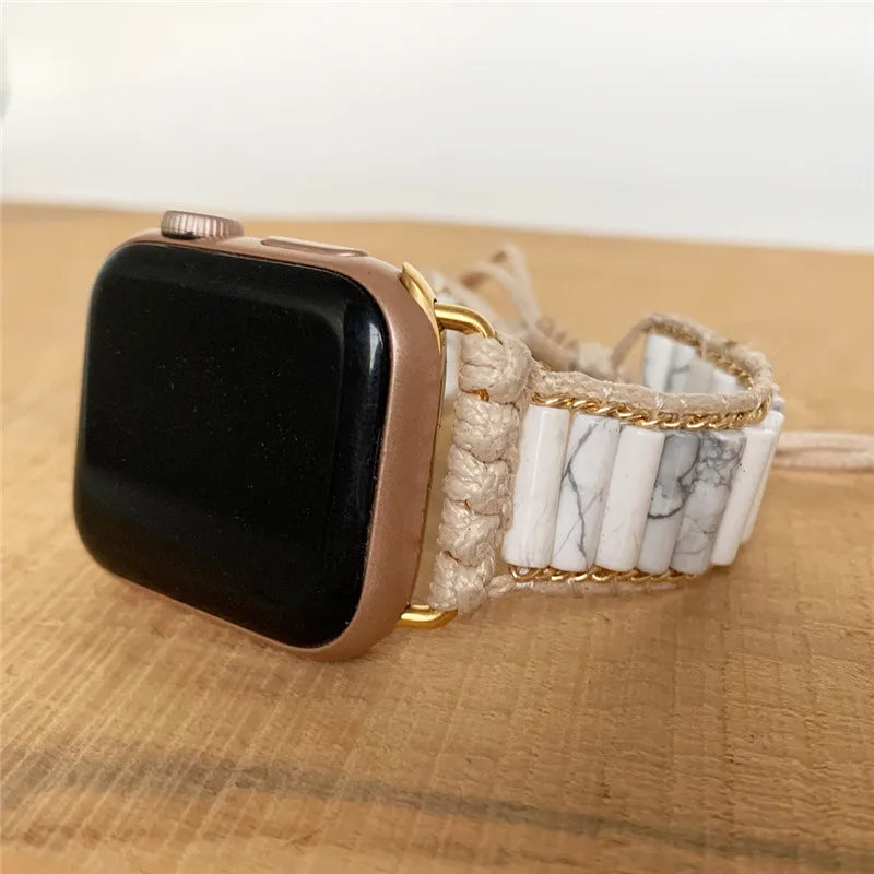 Handcrafted Boho Apple Watch Band - Crystal Beaded Bracelet