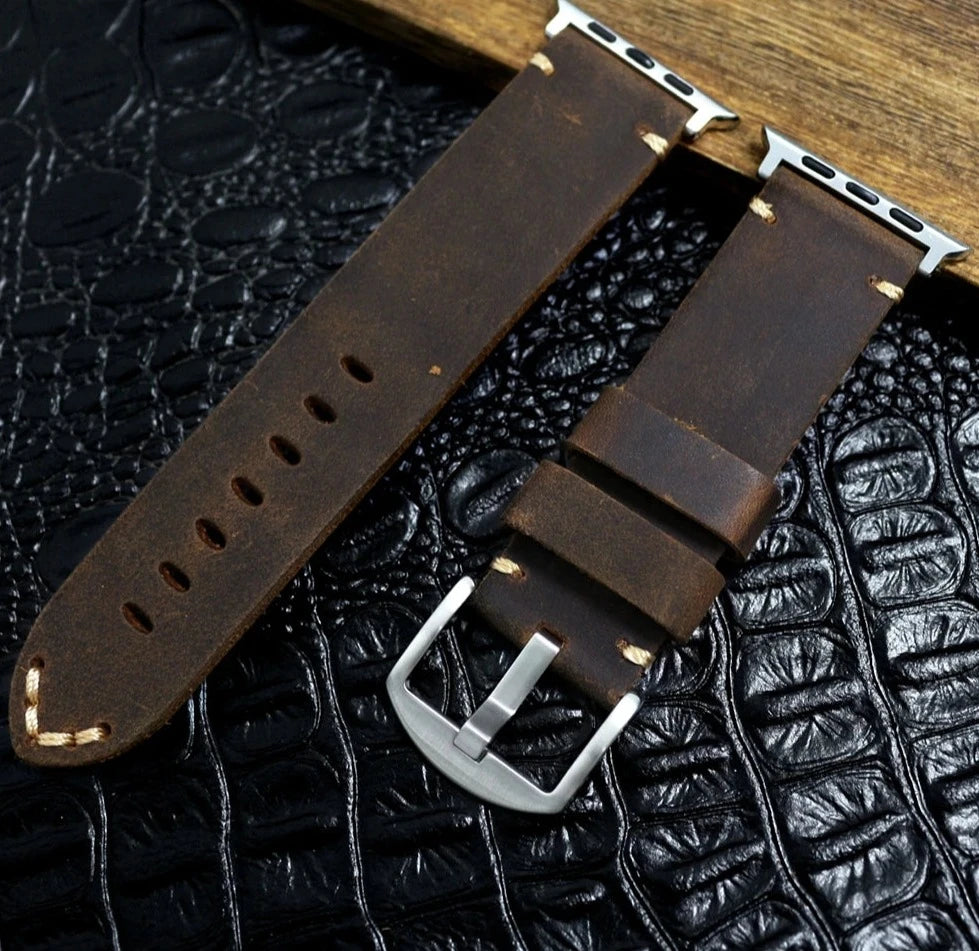 Vintage Crazy Horse Leather Strap Apple Watch Band