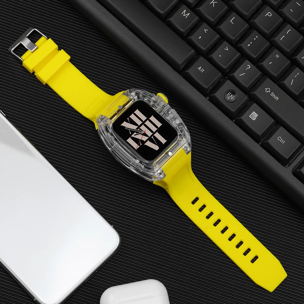 Transparent Mod Kit For Apple Watch (Glacier Case Rubber Strap)