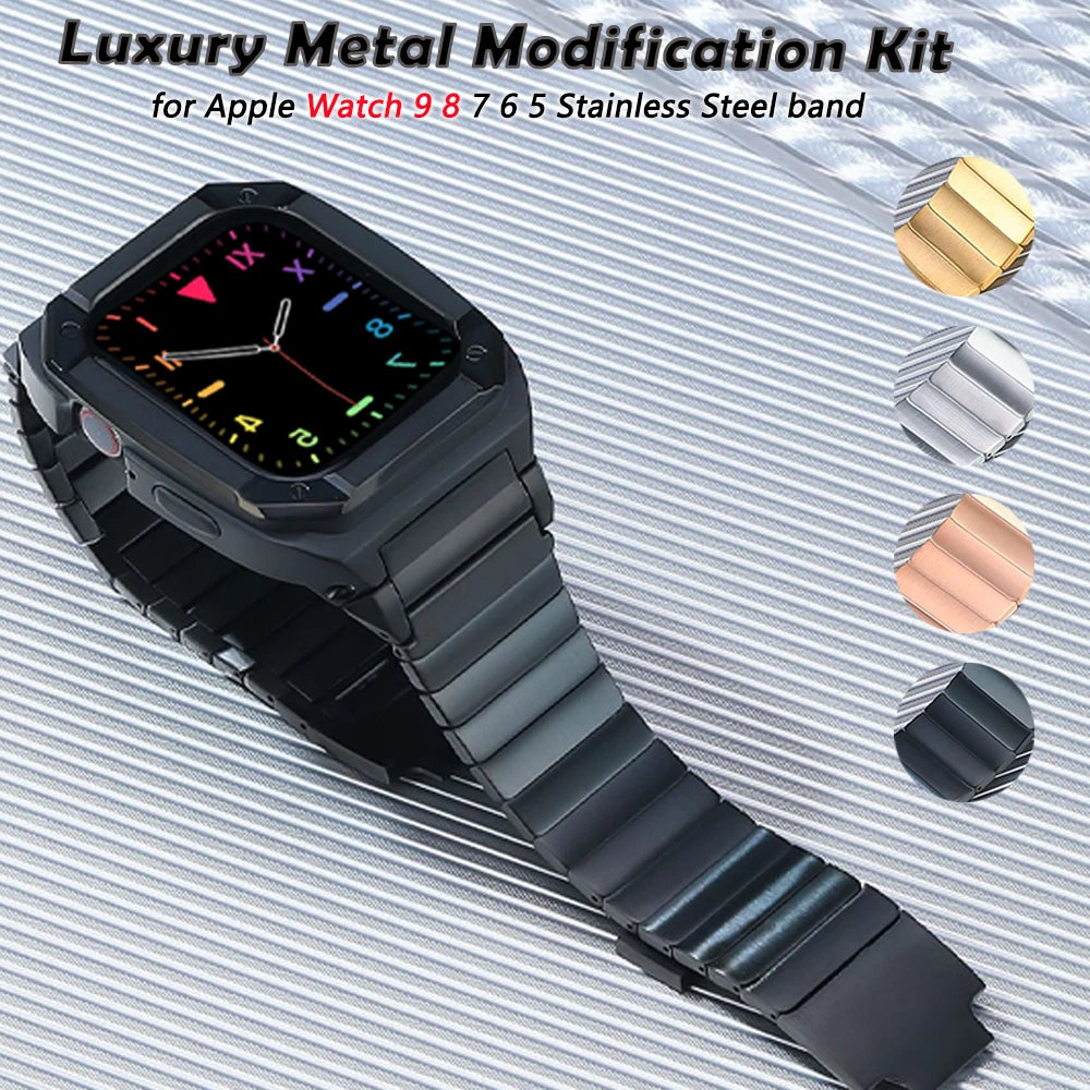 Luxury Stainless Steel Case and Strap Mod Kit for Apple Watch