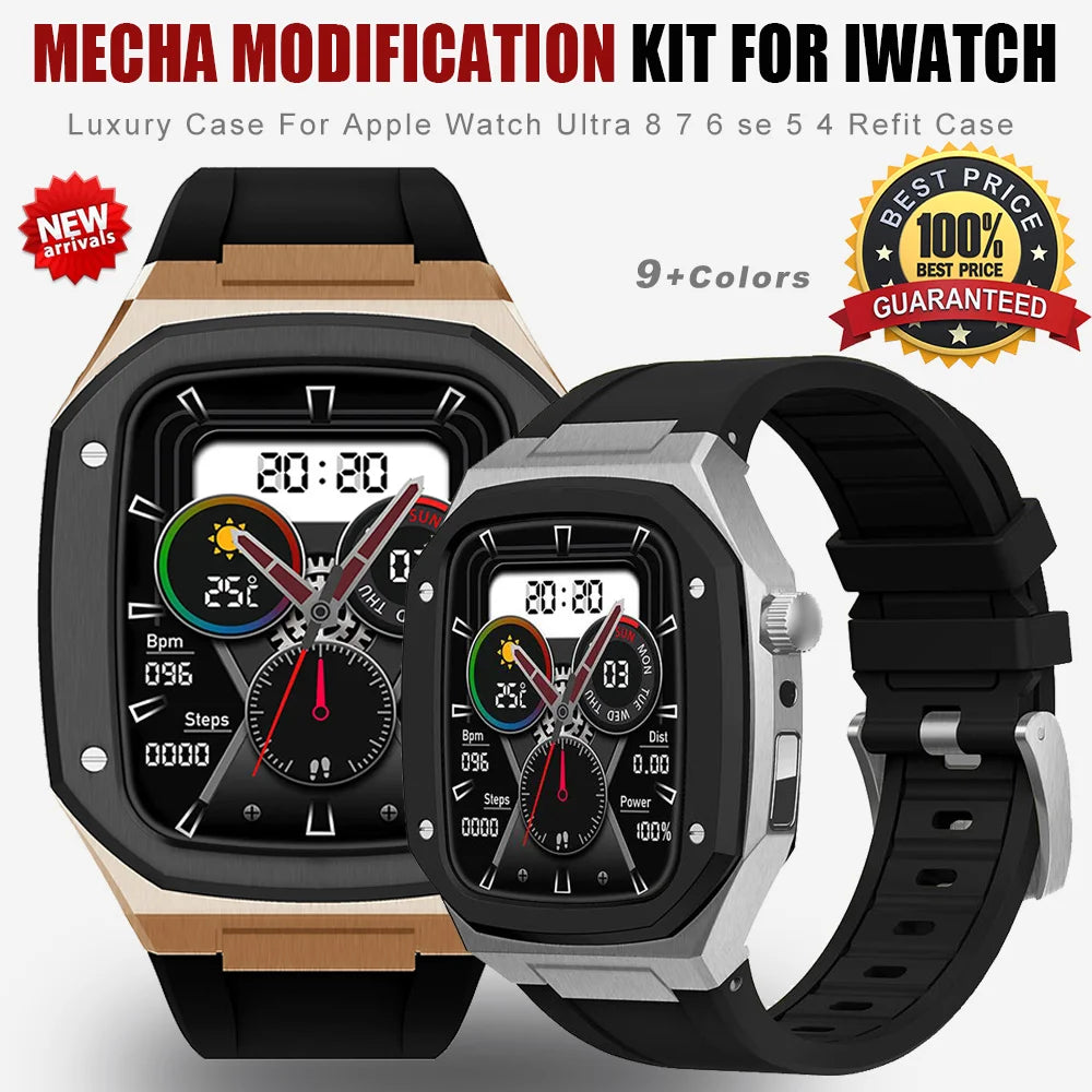 Metal Mod Kit Case with Silicone Sports Strap For Apple Watch