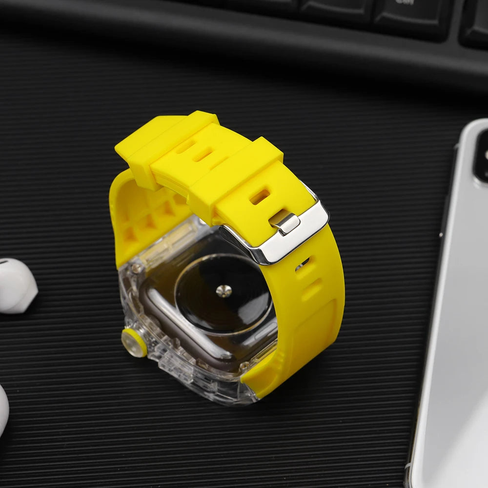 Transparent Mod Kit For Apple Watch (Glacier Case Rubber Strap)